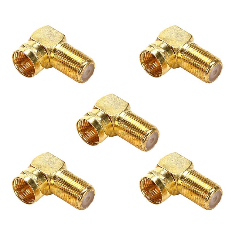 TLS.Eagle F Type Right Angle 90 Degree Male to Female Cable Connector Coax Adapter Pack of 5 - Image 1